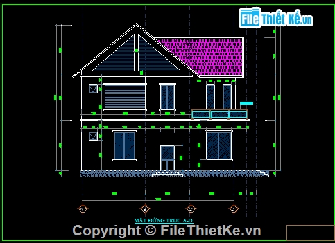 biệt thự 2 tầng mái thái,biệt thự đẹp 2 tầng mái ngói,Biệt thự 2 tầng kích thước 8.1x10.9m,cad biệt thự 2 tầng,bản vẽ autocad biệt thự 2 tầng.